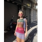 Fashionable and trendy women's new round neck sleeveless contrasting hem split knit dress FQ0719