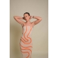 Wave striped bra tight fitting skirt beach bohemian casual slim rabbit velvet knitted buttocks skirt FQ1225