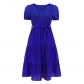 Women's round neck short sleeved slim fitting large hem patchwork cake dress casual dress LQ575