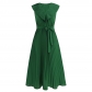 Sleeveless Peach Heart Pleated V-neck Dress Lace up Dress Mid length Dress LQ592