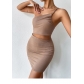Single shoulder drawstring dress with hollowed out buttocks and suspenders short dress LY6191