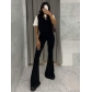 Casual Solid Color High Waist Slim Fit Flare Pants Q21PT152