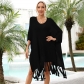 Tassel oversized loose cut out beach swimsuit vacation cover up T9171