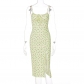 Women's suspender floral split dress D155177G