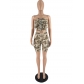 Solid color short sleeved shorts two-piece camouflage pocket elastic casual set J10109