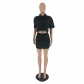 Women's Solid Button Work Dress Double Pocket Camo Short Skirt Women's Fashion Casual Set Skirt J10112