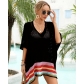Loose fitting beach jacket with hollowed out oversized bikini top T9155