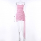 Sexy Slim Fit Show Chest Spicy Girl Wrap Hip Short Skirt Mesh Ribbon Design Bra Dress XY23059