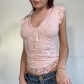 Casual Versatile Slim Fit Retro V-Neck Lace Small Flying Sleeve Tank Top XY23109
