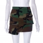 Outdoor camouflage printed pocket skirt short skirt K23SK067