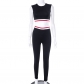Contrast color tight sleeveless vest, top, pants, casual set K23ST116