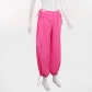 High waist hollow drawstring solid color toe overalls Joker solid color straight pants. XY23084SK