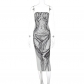 Chest wrapped digital printed mid length dress with a slim fit and elegant temperament D3211633W