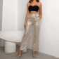 Sequin wide leg pants with a high waist and slim drape feel, casual pants WMT004