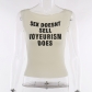 Off Shoulder Letter Printing Slightly Transparent Spicy Girl Tank Top Fashion Versatile Casual T-shirt YY23143
