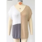 Women's V-neck color matching sleeve top loose casual large T-shirt SF1212