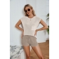 Women's loose casual set, large size with pockets, solid color women's knit shirt SF1213