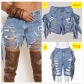 High Waist Perforated Wash Personalized Perforated Tassel Short Hot Pants 9394PD