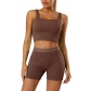 Striped hip lifting high waisted shorts for sports and leisure set FLK826396955