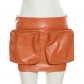 Tight fitting high waisted street trendy artificial pocket wrap buttocks short skirt K23J27582