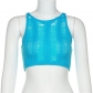 Women's round neck sleeveless sexy navel exposed fashion knitted slim vest W22B14083