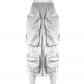 Fashionable street work style large pocket elastic waist split skirt D29839