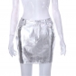 Personalized street PU leather patchwork short skirt trendy metallic high waisted skirt L23SK083