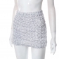 Solid pleated high elastic skirt miniskirt K23SK073