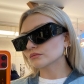 Y2K oversized frame sunglasses, exaggerated rectangular thick frame sunglasses, women's trend ins, cool concave shaped glasses MN064