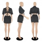 Workwear solid color short sleeved short skirt shirt two-piece set D88201