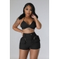 Bust wrap pocket work shorts sexy two-piece set S90123