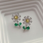 Minimalist design feel of sunflower zircon earrings J-146
