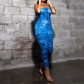 Fashionable 3D denim printed strapless hot girl slim fitting dress K23D28899