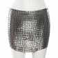 Fashionable and sexy ultra short buttocks skirt with bright reflective slim fitting skirt K23J27628