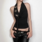 Women's Solid Color Sexy Street Fashion Hanging Neck Open Back Tank Top K23B26394