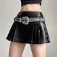 Women's solid color slim fitting street fashion high waisted skirt pleated skirt K23J26018