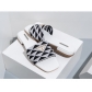 Embroidered triangular logo casual low heel checkered slippers 2212PD1