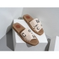 Net Red Letter Ribbon Slippers Wearing Thick Sole Beach Sandals for Women 2302PD3