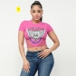 Round neck exposed navel women's T-shirt with versatile tight fitting holes short sleeved top 9446TD
