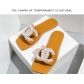 Large one line casual women's slippers, fashionable solid color pearl women's shoes CFXXY-43