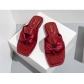 Stone pattern flat bottomed sandals and fashionable ribbon herringbone flip flops CFXXY-88