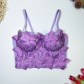 Stereoscopic flower inlaid diamond shaped bra with fishbone top and short fragrant suspender vest KNN8641