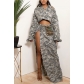 Women's Fashion Personalized Camo Wash Pocket Split Tassel Half Dress G0574