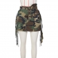 Fashionable camouflage tassel short skirt, half skirt, camouflage patch wrap skirt G0589