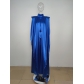 Women's high neck loose draped robe satin dress M3446