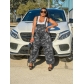 Strap camouflage pants printed loose fitting jumpsuit BL19546