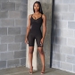 Women's solid color sexy backless short sports jumpsuit FFD1252