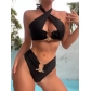 Split neck, high waist, sexy hollow out multi-color women's bikini TL694529516035