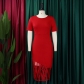 Temperament Tongle Lace Spliced Bead Wrapped Hip Dress D3196