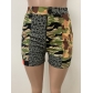 Women's cotton button zipper camouflage slim fitting sexy shorts LD83218